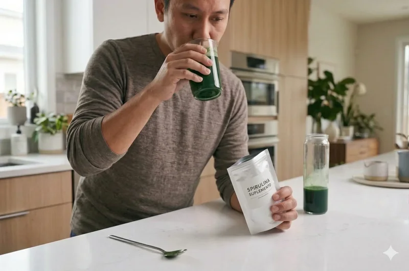 Smoothie verde con espirulina fresca